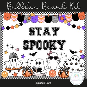 Kit de tablón de anuncios de Halloween o decoración de puerta / Decoración retro de fantasmas para aulas / Decoraciones de temporada espeluznantes
