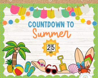 Summer Bulletin Board Kit Countdown to Summer Classroom Decor Printable