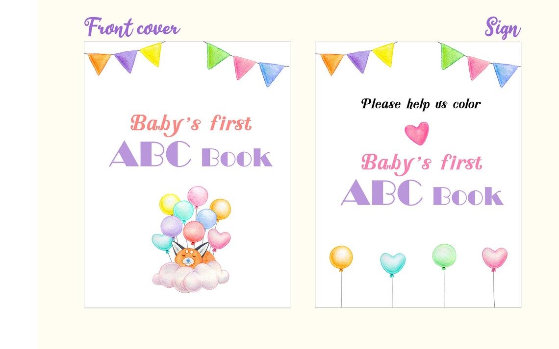 ABC Book Baby Shower Baby's First Alphabet Book ABC Etsy