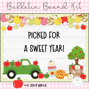 Back To School Bulletin Board Apple Theme Classroom Decor Editable