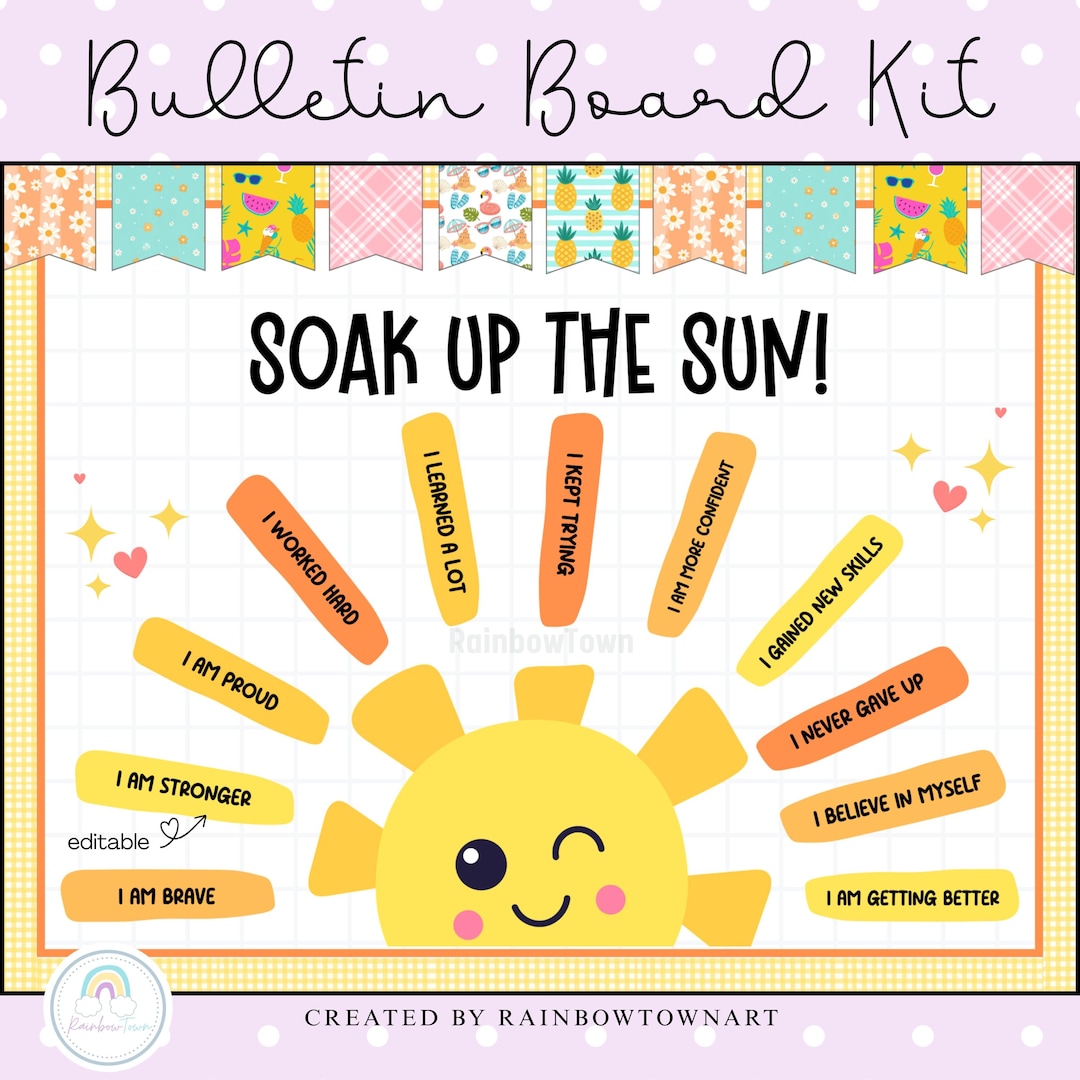 End of the Year Bulletin Board Kit Summer Sun Classroom Door Decor ...
