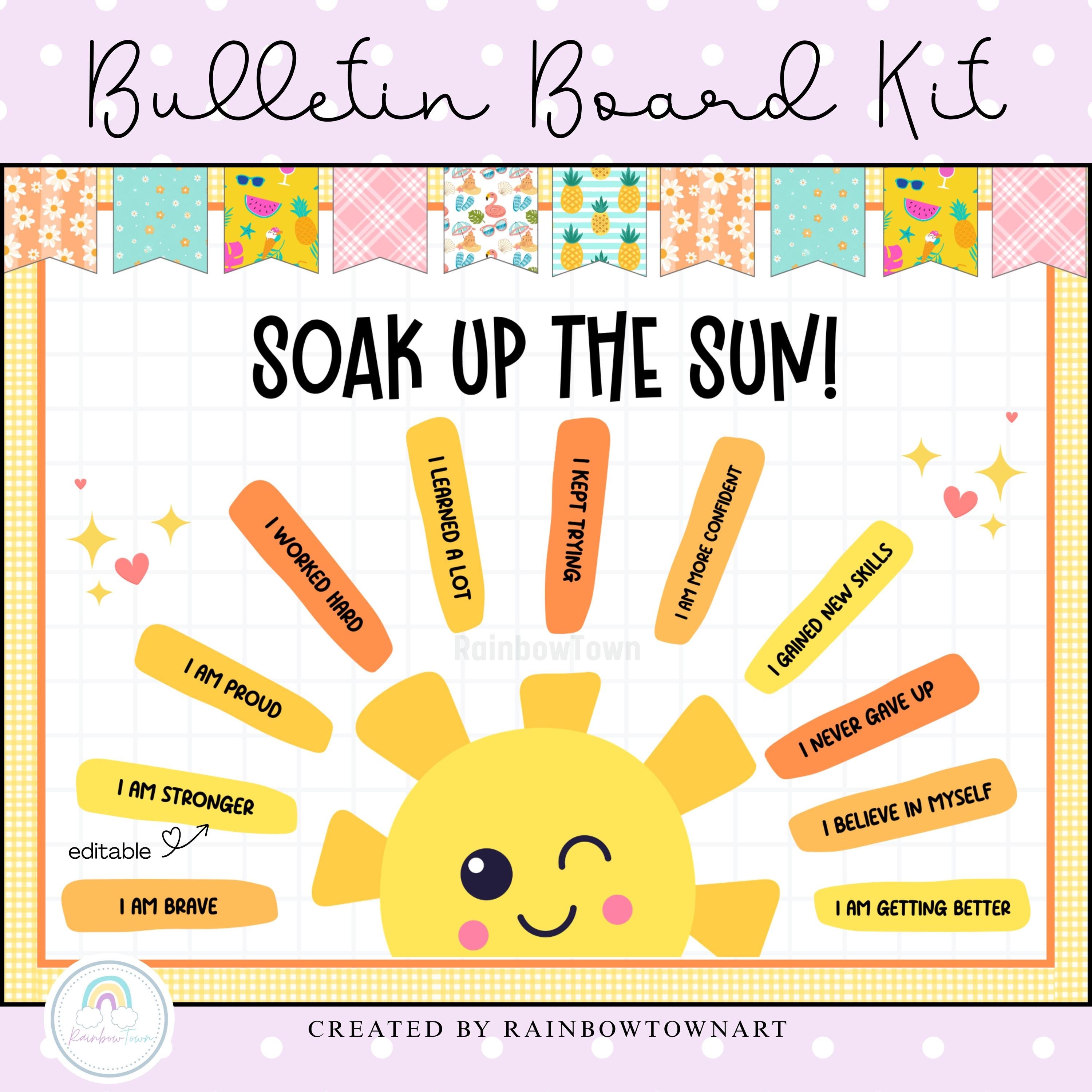 End of the Year Bulletin Board Kit Summer Sun Classroom Door Decor ...