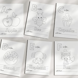 Baby Shower ABC Coloring Book: Bear & Elephant Theme (Digital Download)