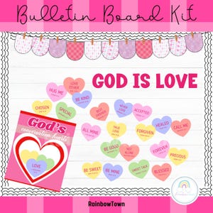 Valentine&#39;s Day Bulletin Board Christian Classroom Decor February Door Decor Kit