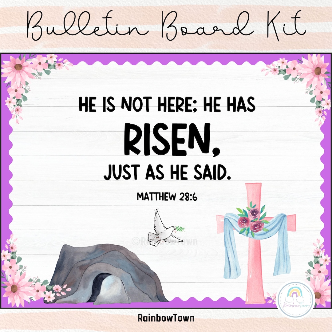 Easter Bulletin Board Kit He is Risen Christian Classroom Decor ...