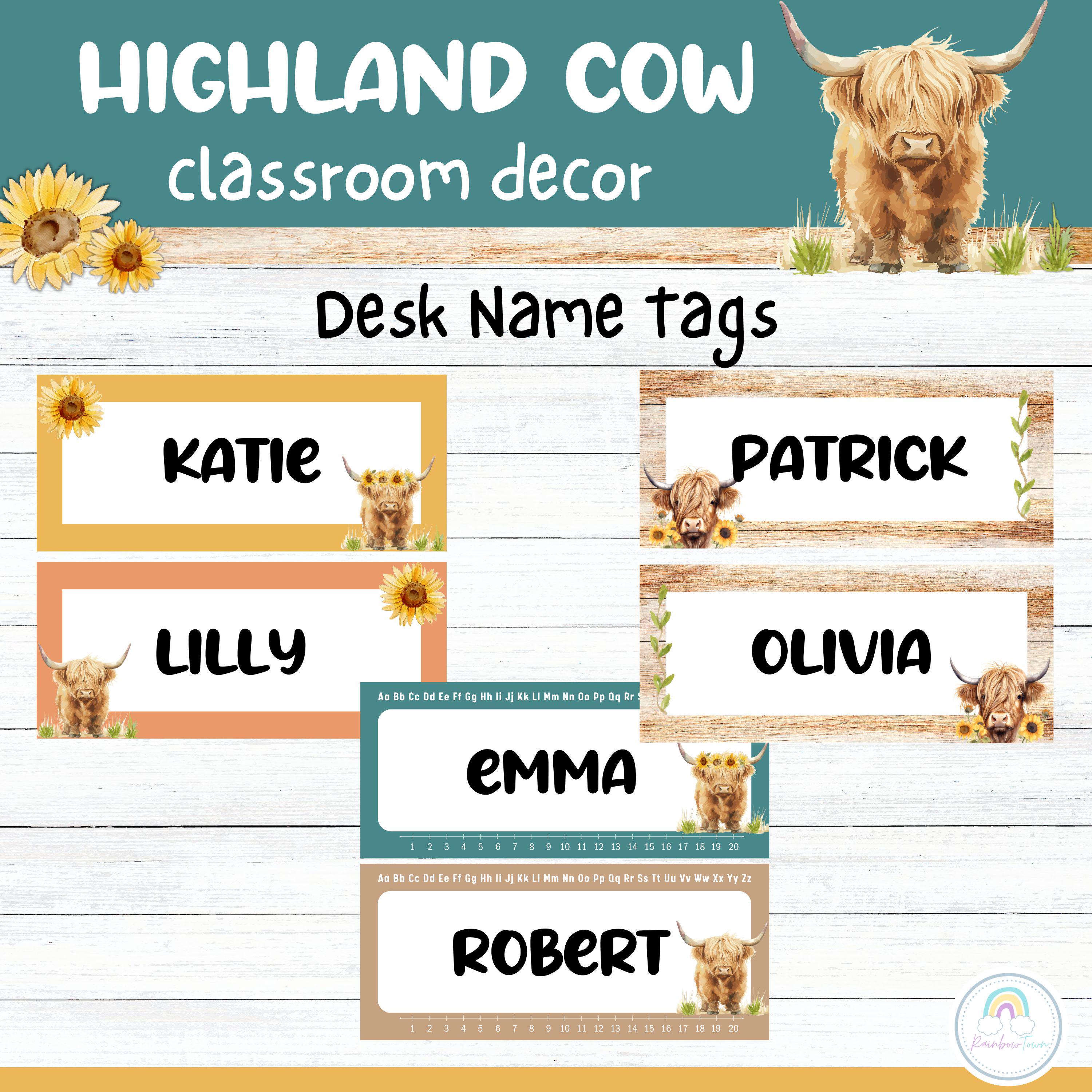 Highland Cow Classroom Decor Boho Neutral Theme Decorations Printable ...