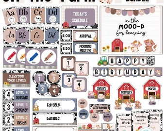 Farm Animal Classroom Decor Bundle Printable & Editable