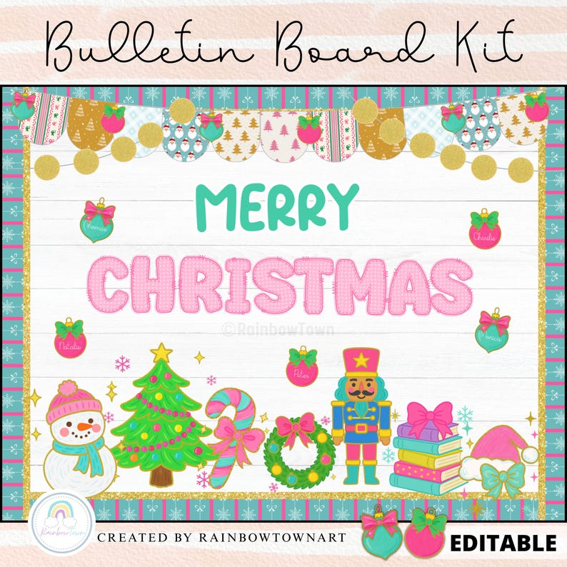 Christmas Bulletin Board Kit Holiday Classroom Decorations Printable ...