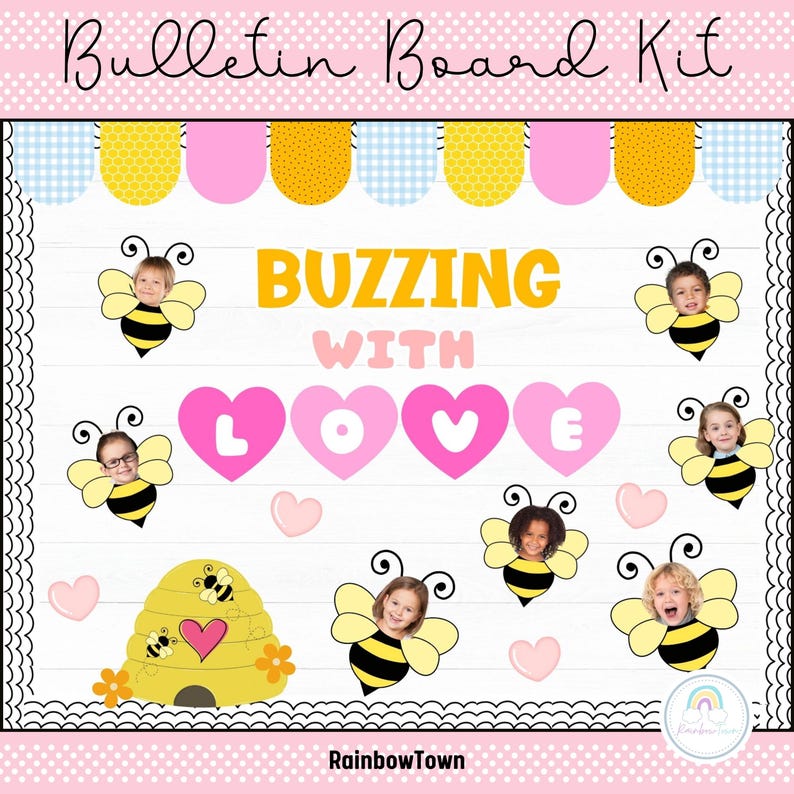 Valentine's Day Bulletin Board Kit Bee Classroom Decor Printable - Etsy