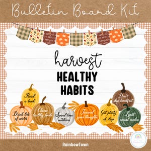 Fall Healthy Habits Bulletin Board Kit - School Nurse Health Office Classroom Decor Printable