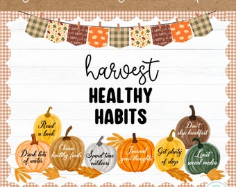 Fall Healthy Habits Bulletin Board Kit - School Nurse Health Office Classroom Decor Printable