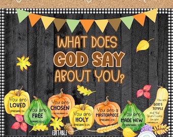 Harvest Fall Bulletin Board Kit | Bible Verses Christian Classroom Decor Printable