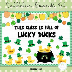 St. Patrick&#39;s Day Bulletin Board Lucky Ducks Classroom Door Decorations Printable