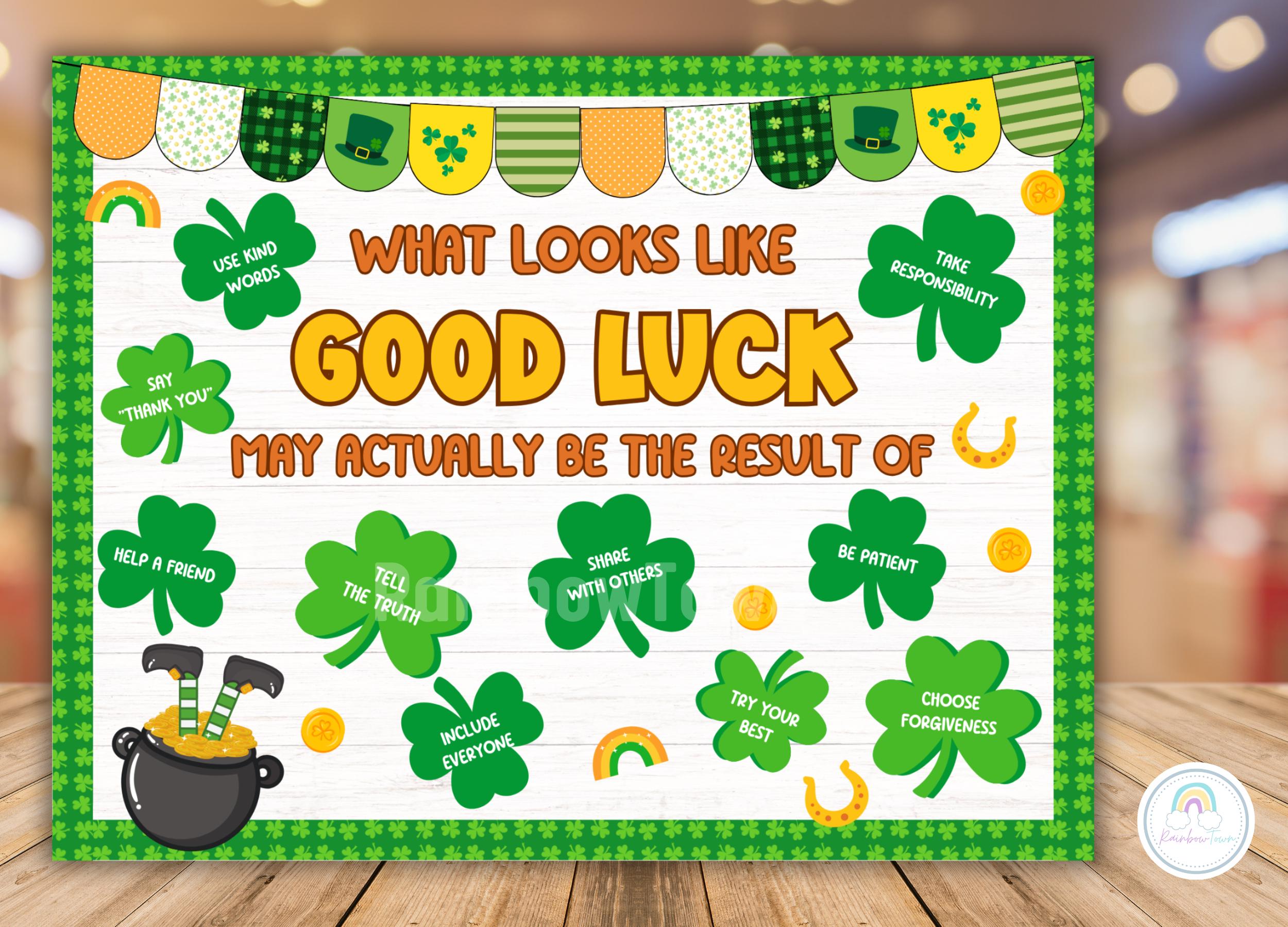 St. Patrick's Day Bulletin Board Kit Shamrock Kindness Classroom Decor ...