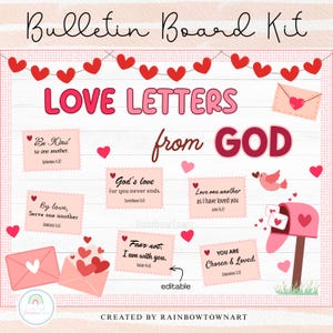 Valentine's Day Bulletin Board Kit Love Letters from God Christian Classroom Decor Printable