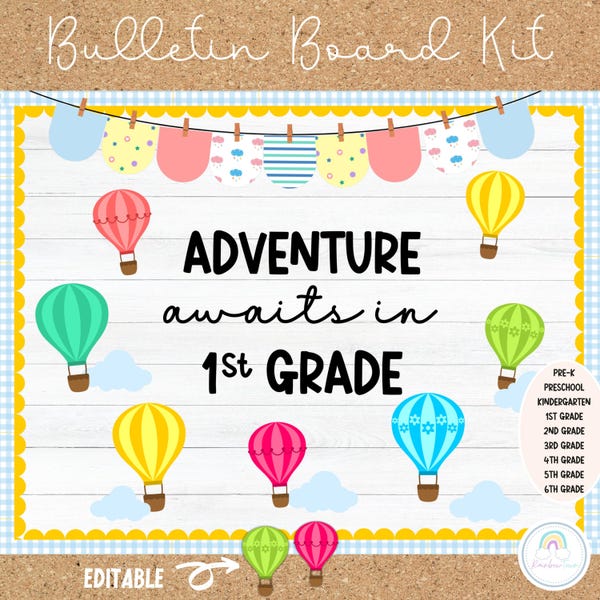 Hot Air Balloon Bulletin Board: Back To School Classroom Decor (Printable PDF)