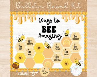 Bee Amazing Bulletin Board Spring Bulletin Board Kit Bee-Themed Classroom Decorations Editable