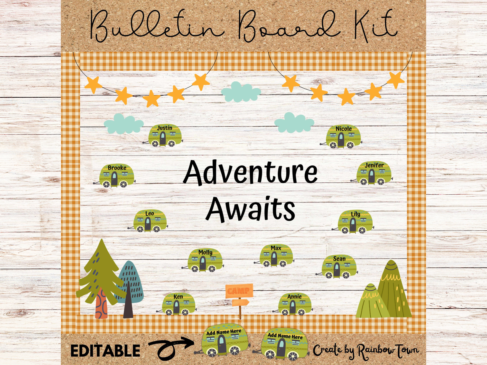 Camping Classroom Bulletin Board Kit: Editable Adventure Decor (PDF) - Etsy