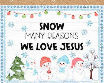 Winter Snowman Bulletin Board Kit | Christian Classroom Decor Printable