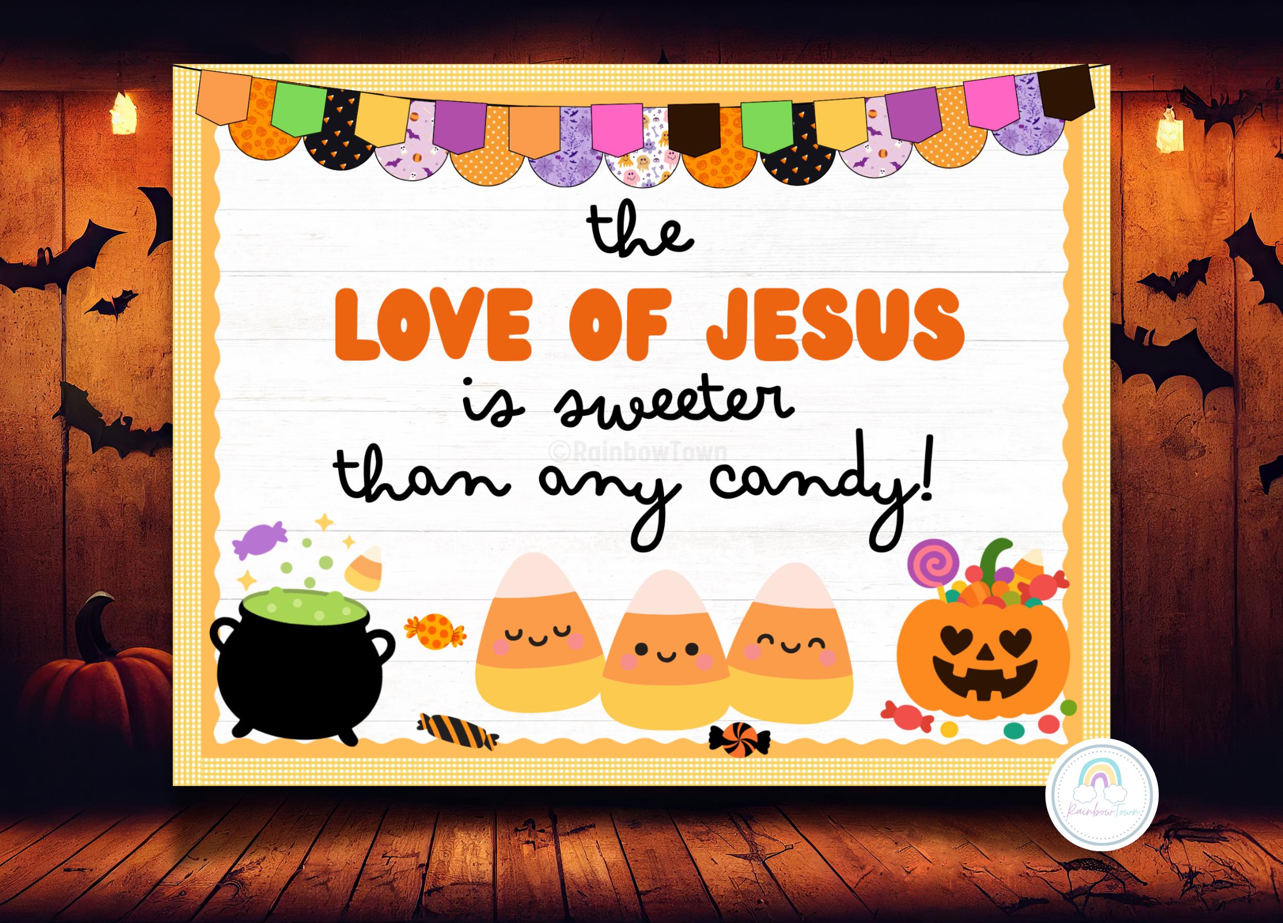 Halloween Bulletin Board Kit Candy Corn Christian Classroom Decorations ...