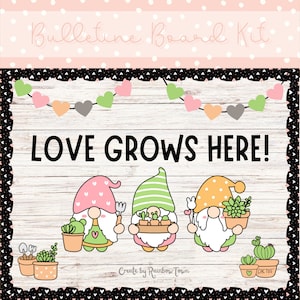 Valentines Day Bulletin Board Spring Bulletin Board Kit Gnomes Classroom Decor Printable