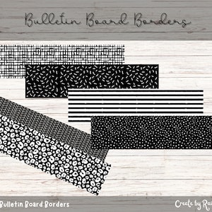 Black and White Bulletin Board Borders Kit Classroom Decor Printable