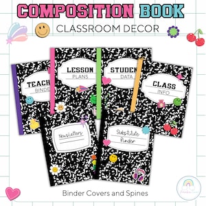 Composition Notebook Classroom Decor Bundle Retro Theme Decorations ...