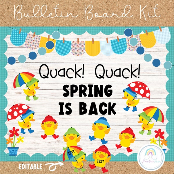 Duck Spring Bulletin Board Classroom Decor Kit Printable