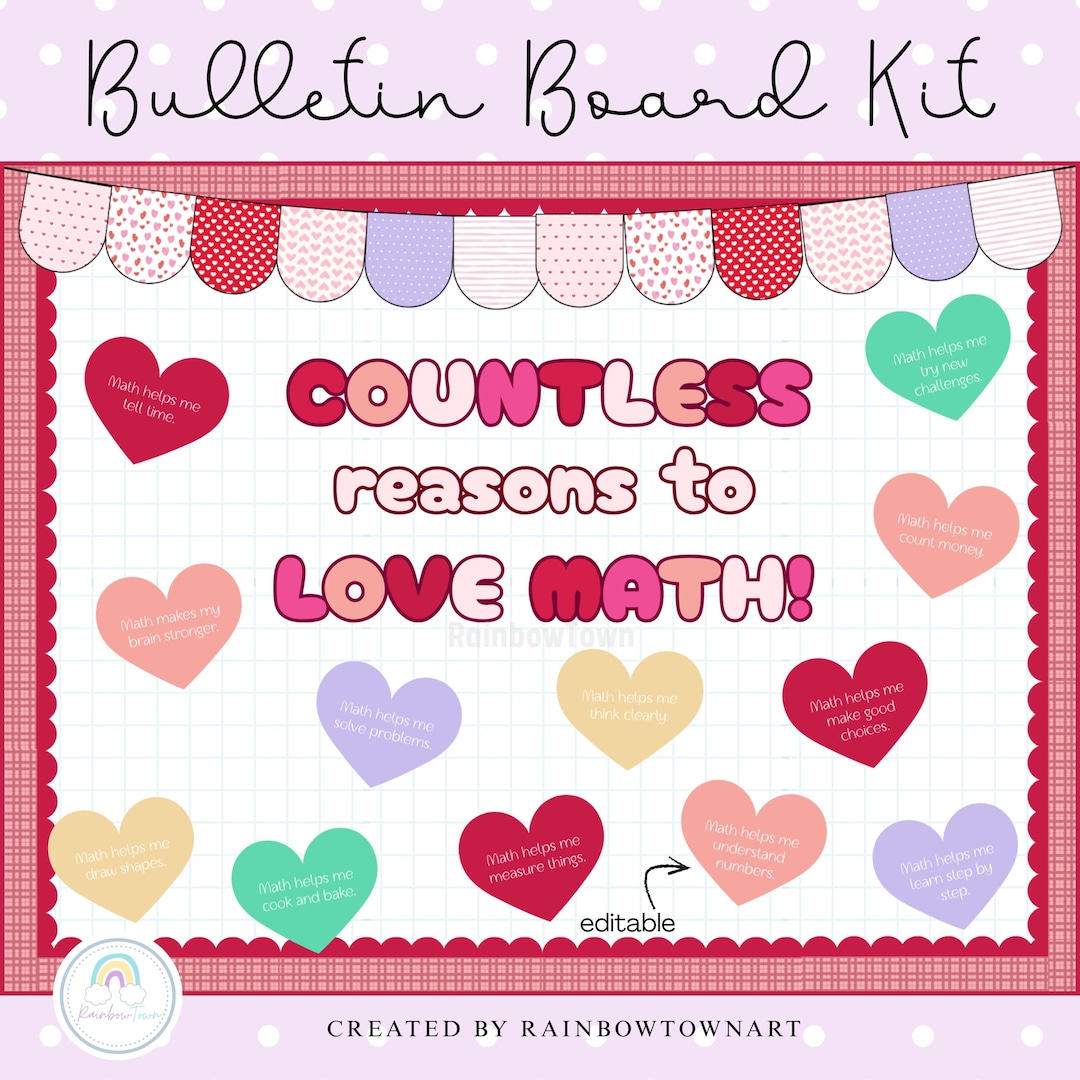 Valentine's Day Bulletin Board Kit Love Math Classroom Door Decor ...