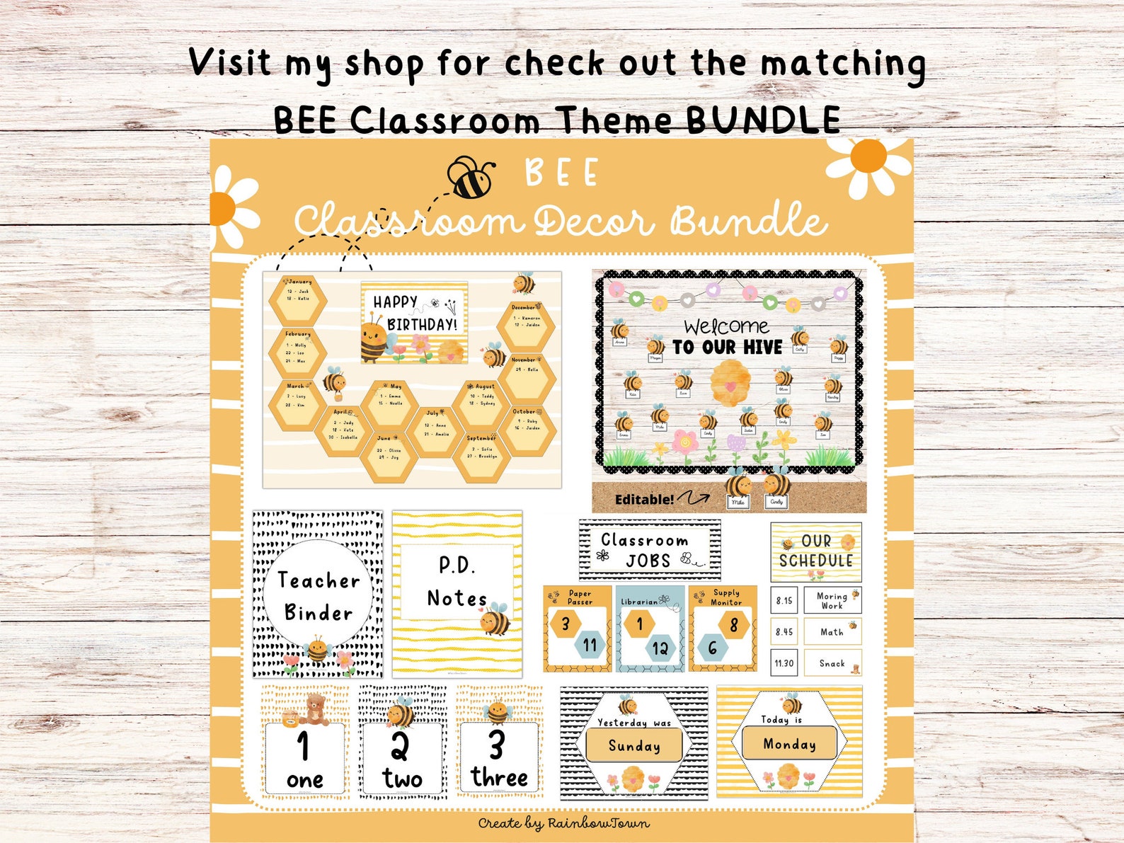 BEE Birthday Bulletin Board: Editable Classroom Decor (printable) - Etsy
