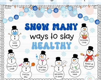 Winter Bulletin Board Kit Healthy Habits Snowman School Nurse Classroom Decor Printable & Editable