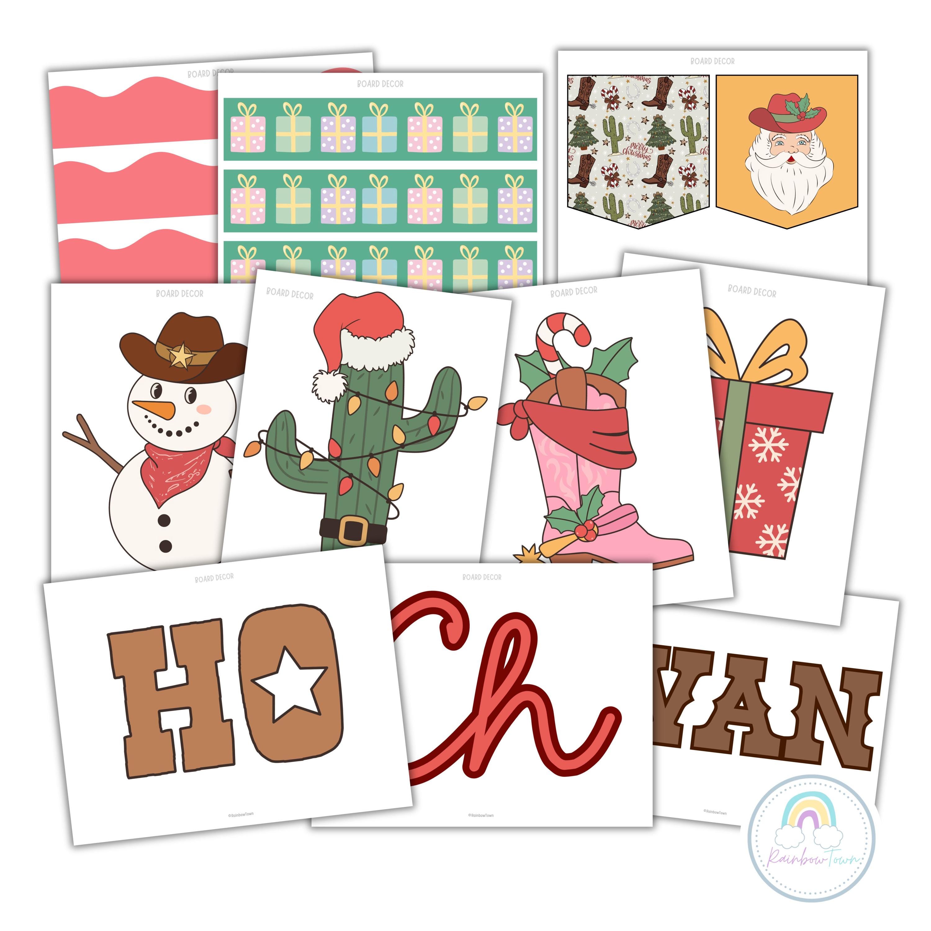 Cowboy Christmas Bulletin Board Kit | Holiday Classroom Decor ...
