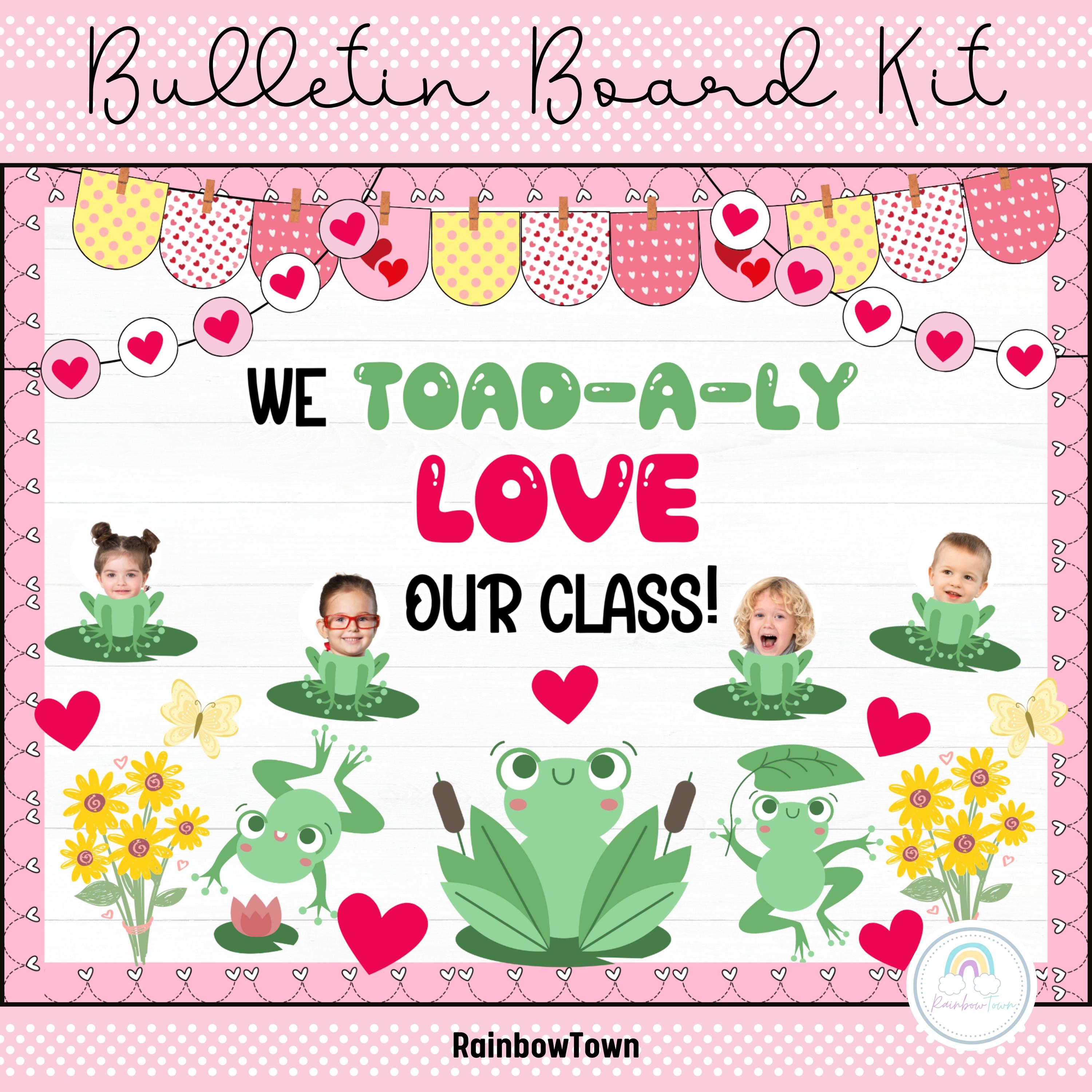 Valentine's Bulletin Board Kit Frog Theme Classroom Door Decorations ...