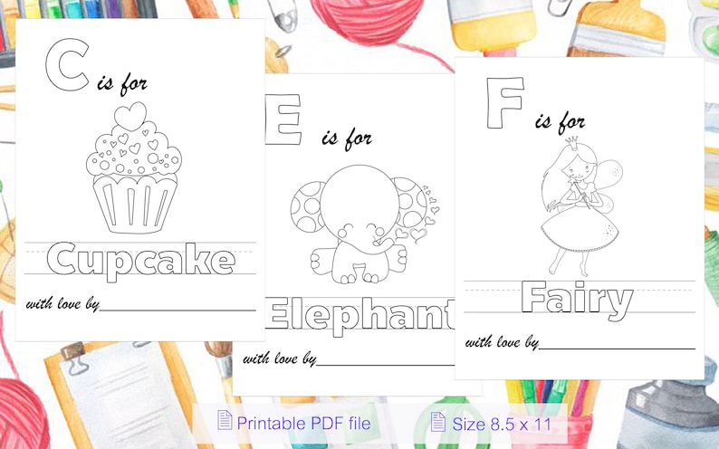 Baby First ABC book Baby shower coloring pages Baby first Etsy