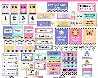 Retro Pastel Classroom Decor Bundle Printable & Editable