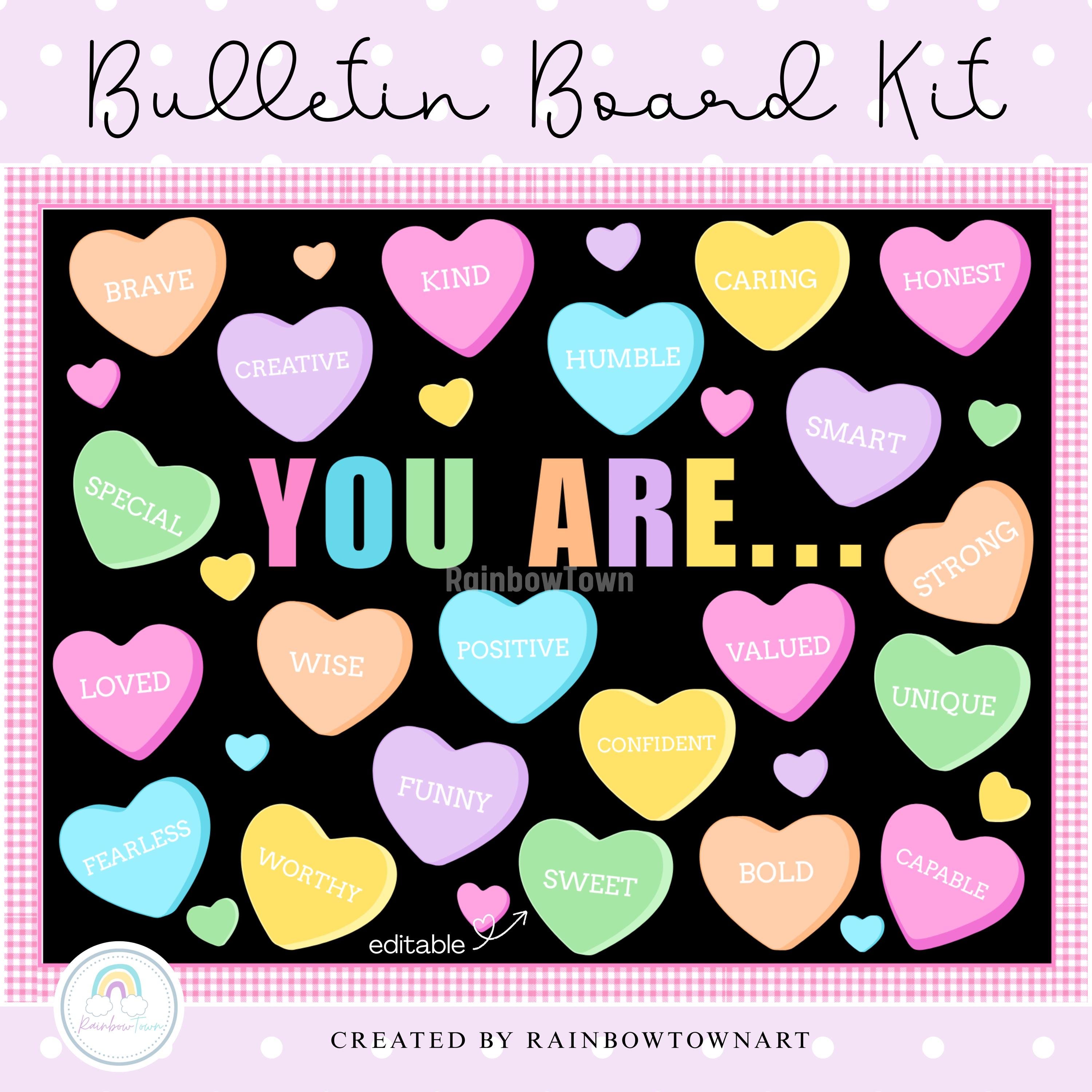 Valentine's Day Bulletin Board Kit Candy Heart Classroom Door Decor ...