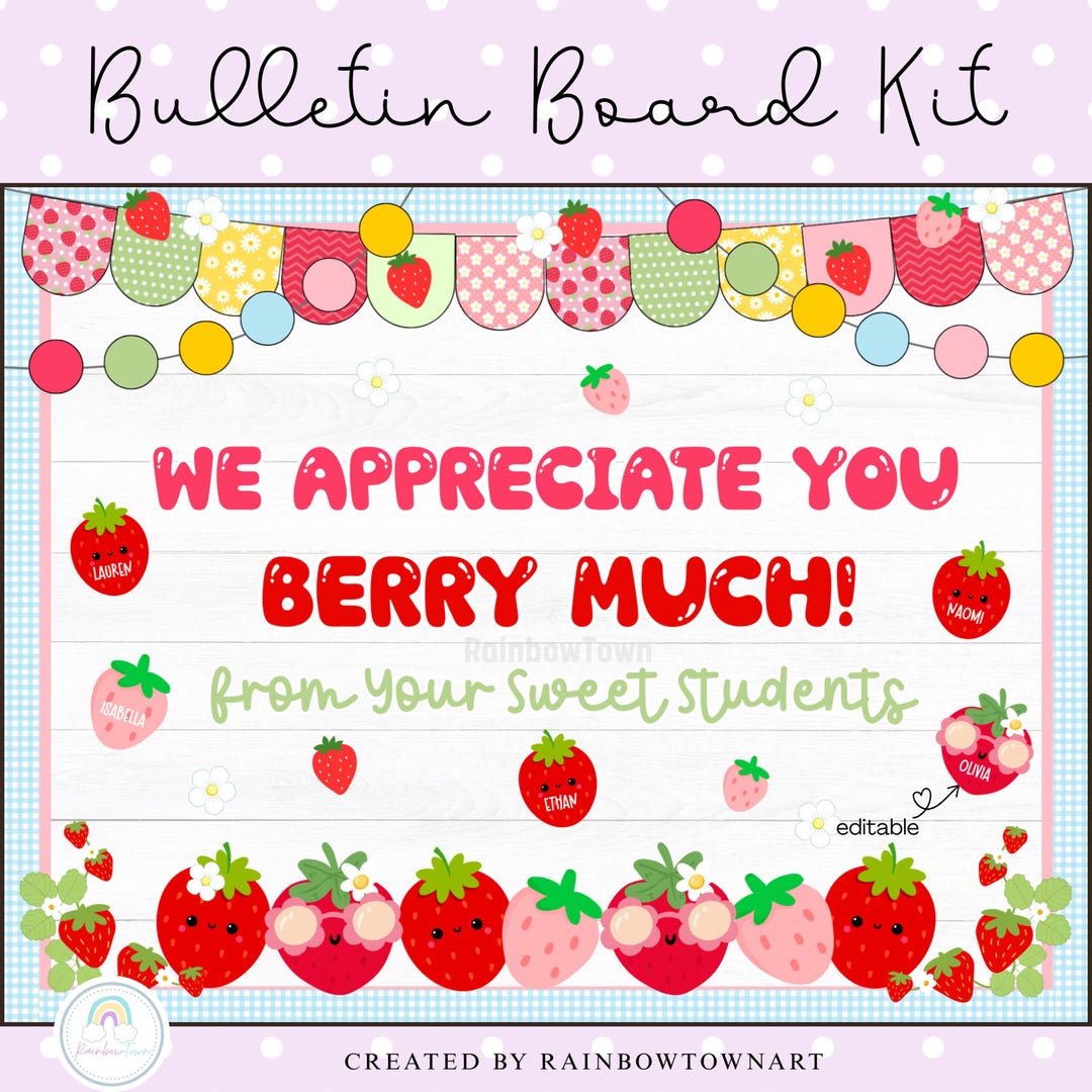Teacher Appreciation Week Bulletin Board Kit Strawberry Classroom Door ...
