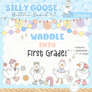 Back To School Bulletin Board Kit Goose Welcome Back Classroom Door Decor Classroom Decorations Editable