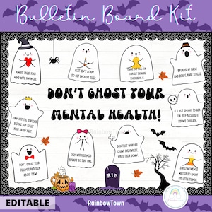 Halloween Mental Health Bulletin Board Kit | School Nurse Classroom Decorations Printable