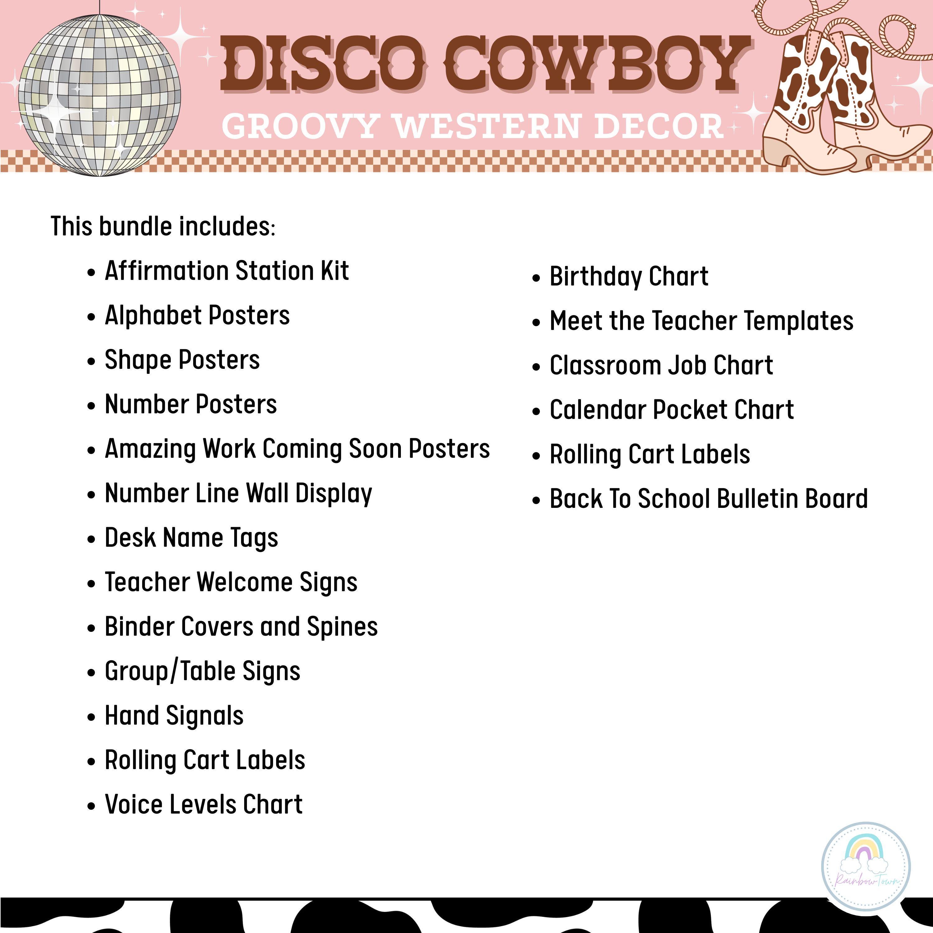 Groovy Disco Classroom Decor Bundle Boho Western Cowboy Decorations ...