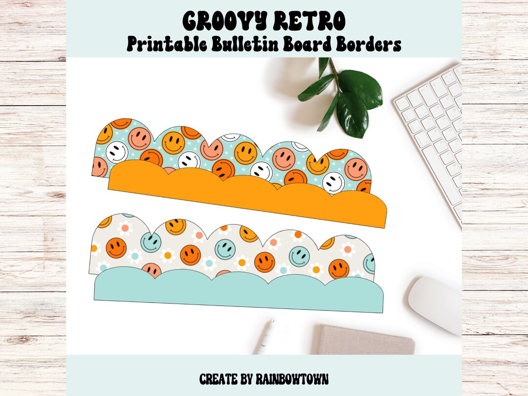 Groovy Bulletin Board Border Printable Groovy Retro Classroom Etsy