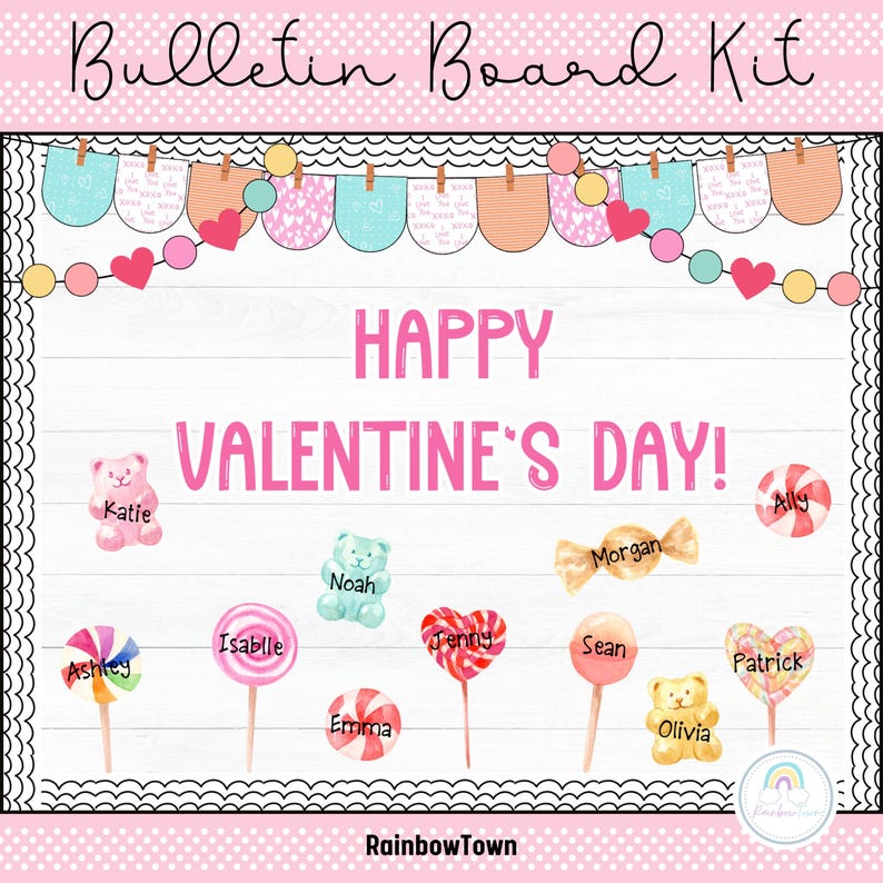 Valentine's Day Bulletin Board Kit Sweet Candy Theme Christian ...
