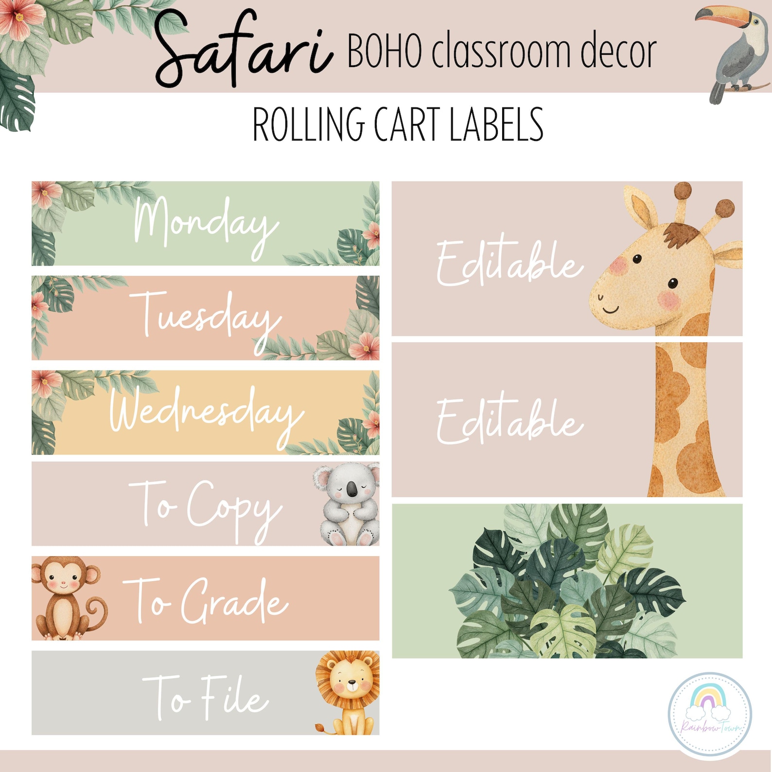 Safari Classroom Decor Bundle Calm Jungle Theme Decorations Printable ...