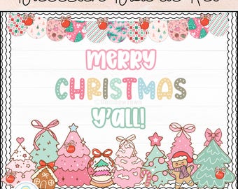 Christmas Bulletin Board Kit Merry and Bright Classroom Decor Printable ...