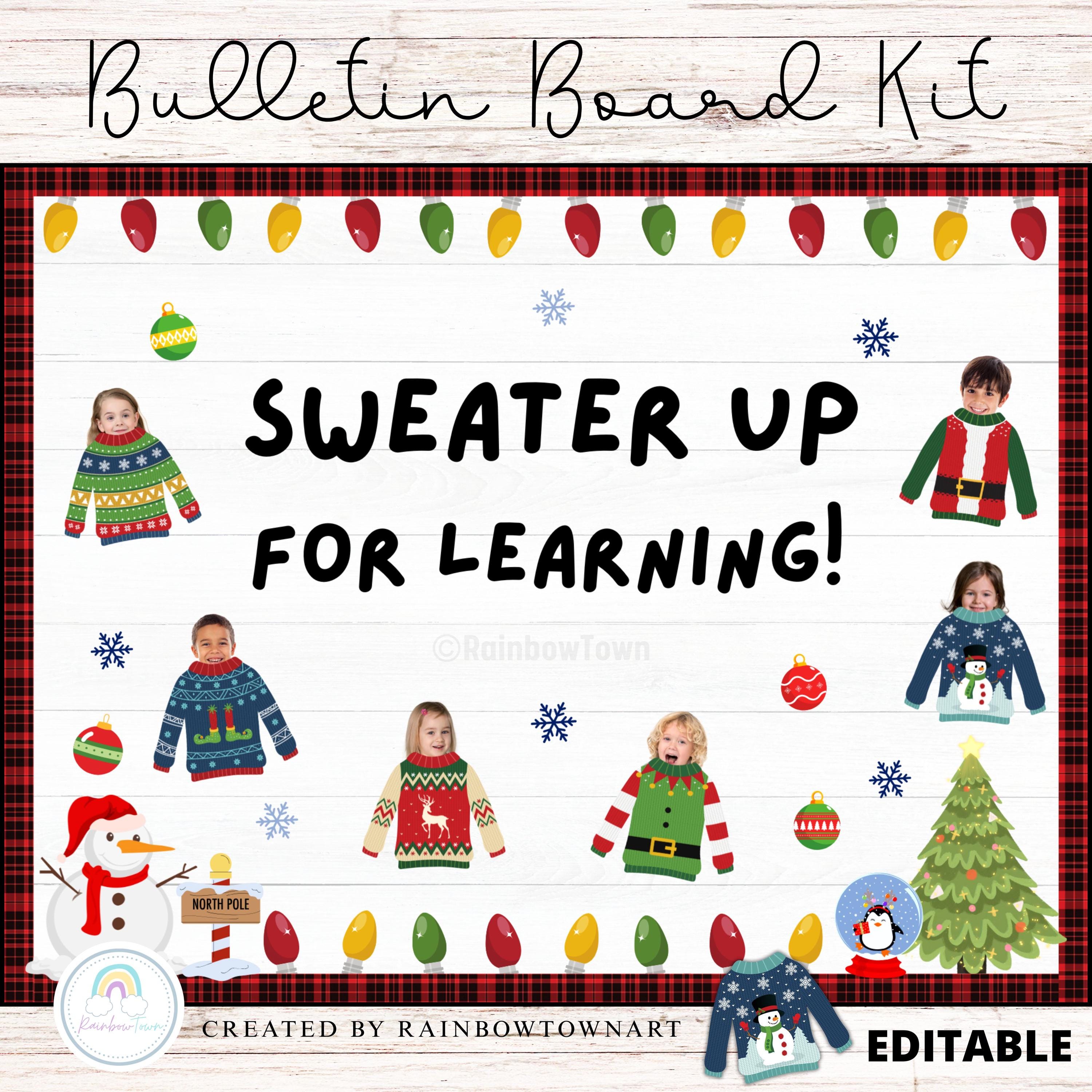 Winter Bulletin Board Kit Sweater Weather Holiday Classroom Decorations ...