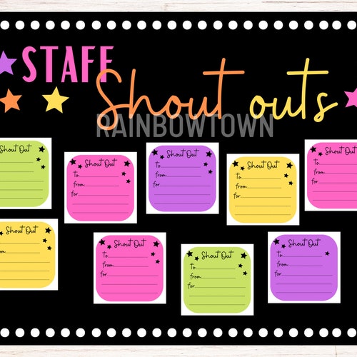 Shout Outs Bulletin Board Kit Staff Appreciation Shout Out Etsy