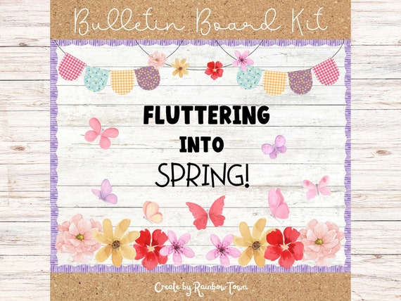 Office & School Supplies Home & Living Fluttering Into Spring Bulletin ...