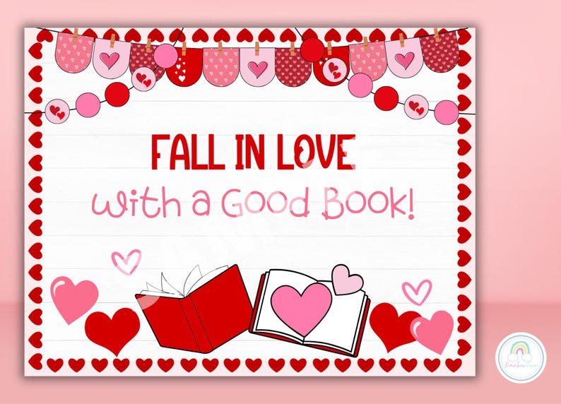Valentine's Day Bulletin Board Kit Love Good Book Classroom Library ...