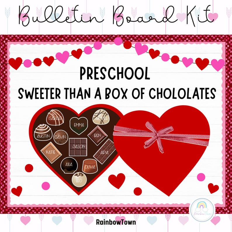Valentine's Day Bulletin Board Kit A Box of Chocolates Classroom Decor ...