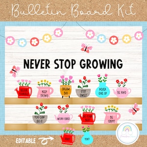 Spring Bulletin Board Growth Mindset March April Classroom Decor Printable